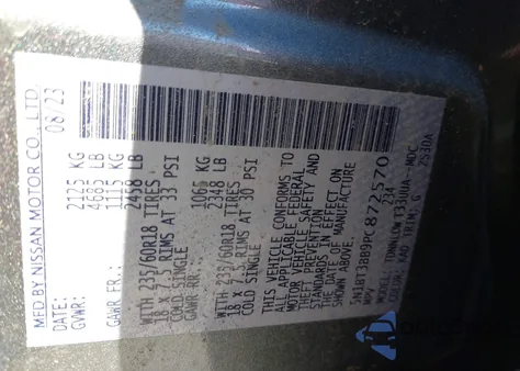 2023 Nissan Rogue Sv Intelligent Awd z USA, uszkodzony, nr VIN 5N1BT3BB9PC872570